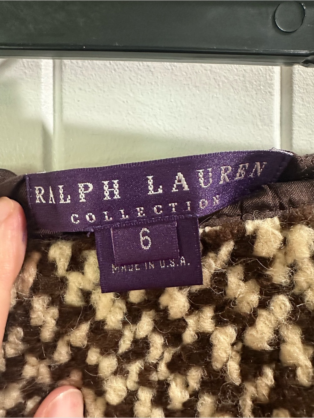 Vintage Ralph Lauren Collection Wool Boucle Tweed Skirt Brown Ivory USA - Picture 5 of 9
